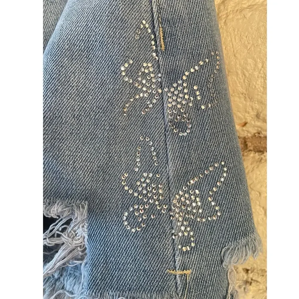Jessica Jeans Distressed Blue Denim Shorts Size XS‎